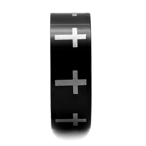 TK2410 - Two-Tone IP Black (Ion Plating) Stainless Steel Ring with No